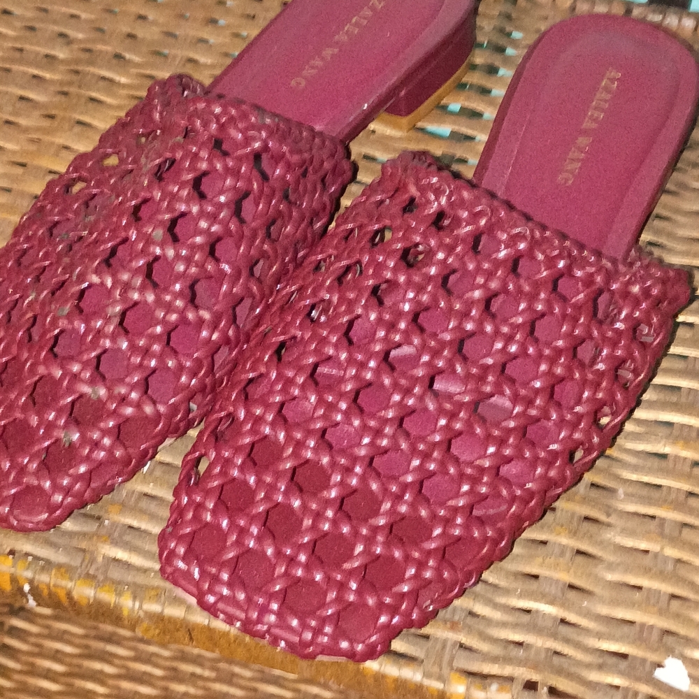 Women's Red Woven Mules